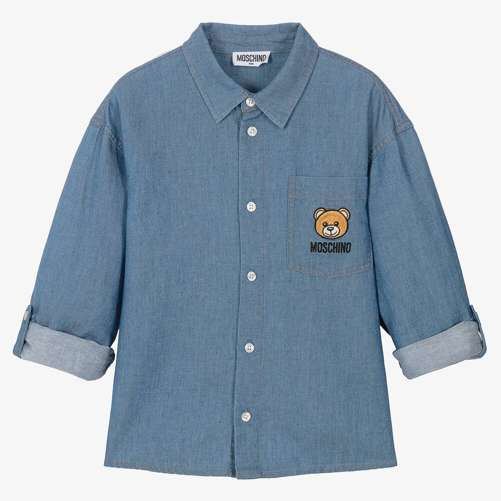 Moschino Kid-teen Teen Blue Chambray Shirt