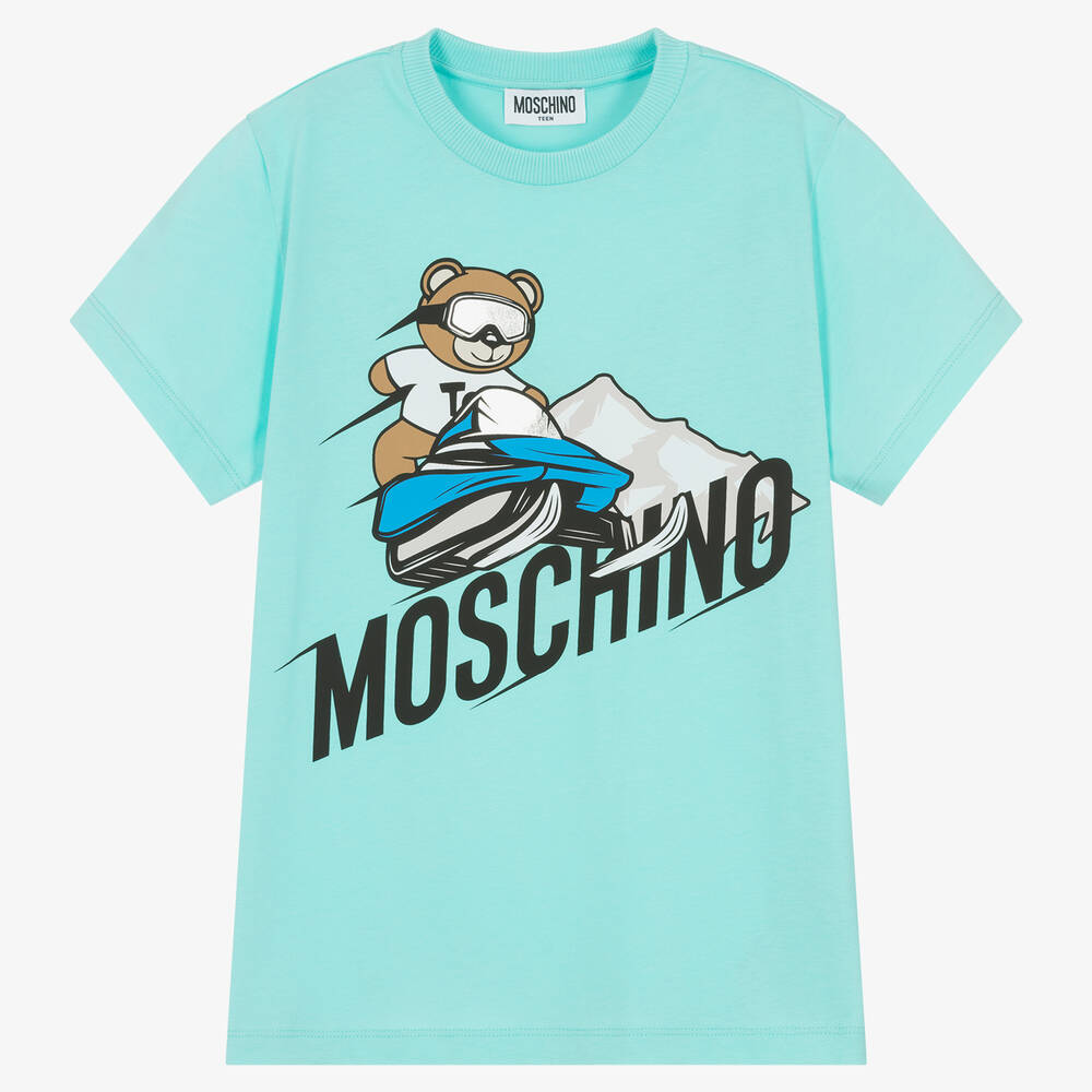 Moschino Kid-teen Teen Blue Mountain Teddy Bear T-shirt