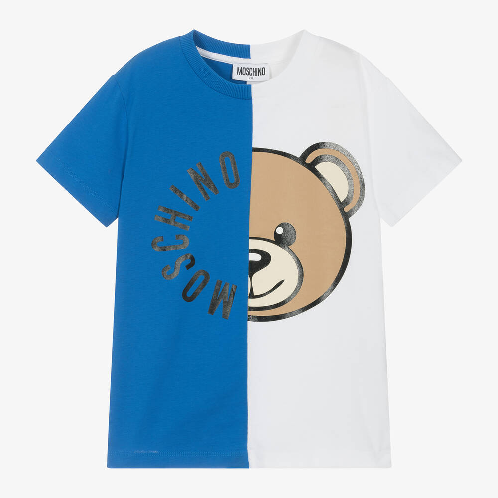 Moschino Kid-teen Teen Blue & White Cotton T-shirt