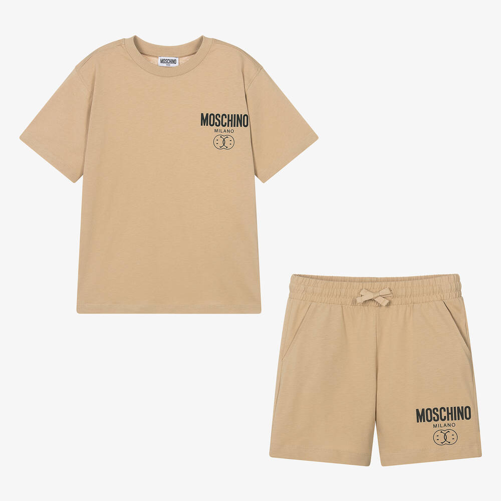 Moschino Kid-Teen - Teen Boys Beige Double Smiley Shorts Set | Childrensalon