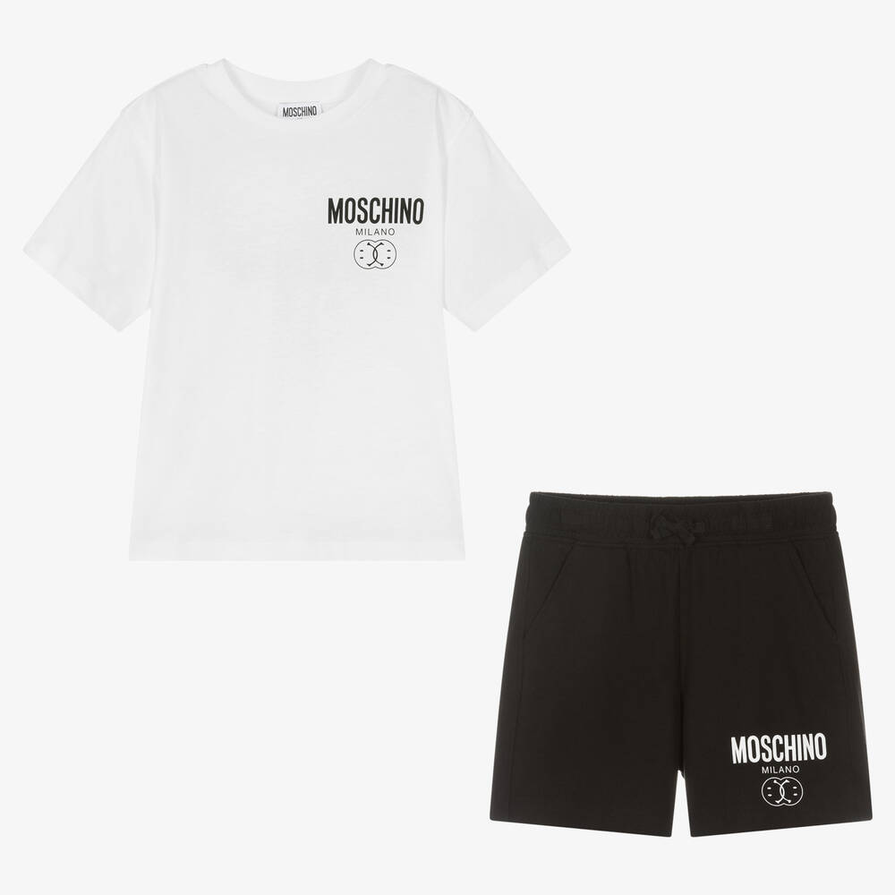 Moschino Kid-Teen - Teen Boys Black Double Smiley Shorts Set | Childrensalon