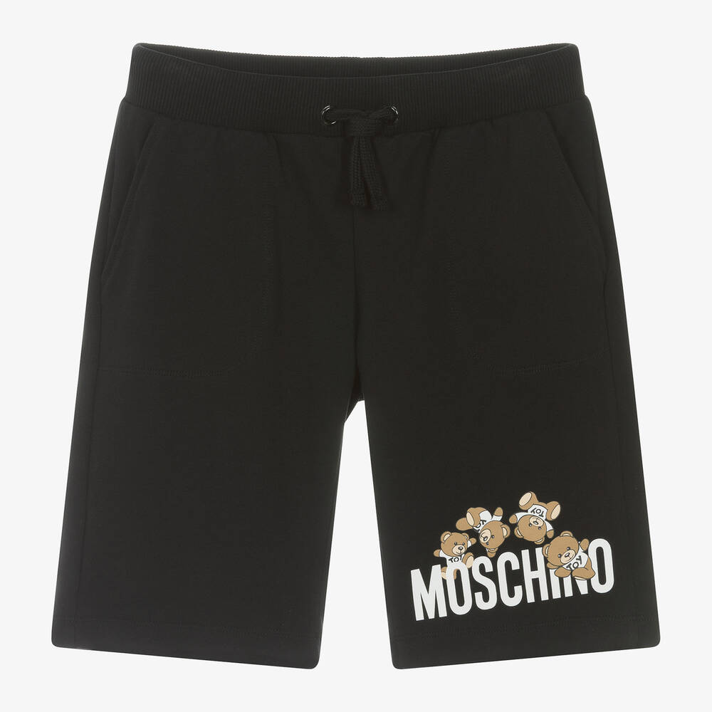 Moschino Kid-Teen - Teen Boys Black Teddy Bear Cotton Shorts | Childrensalon