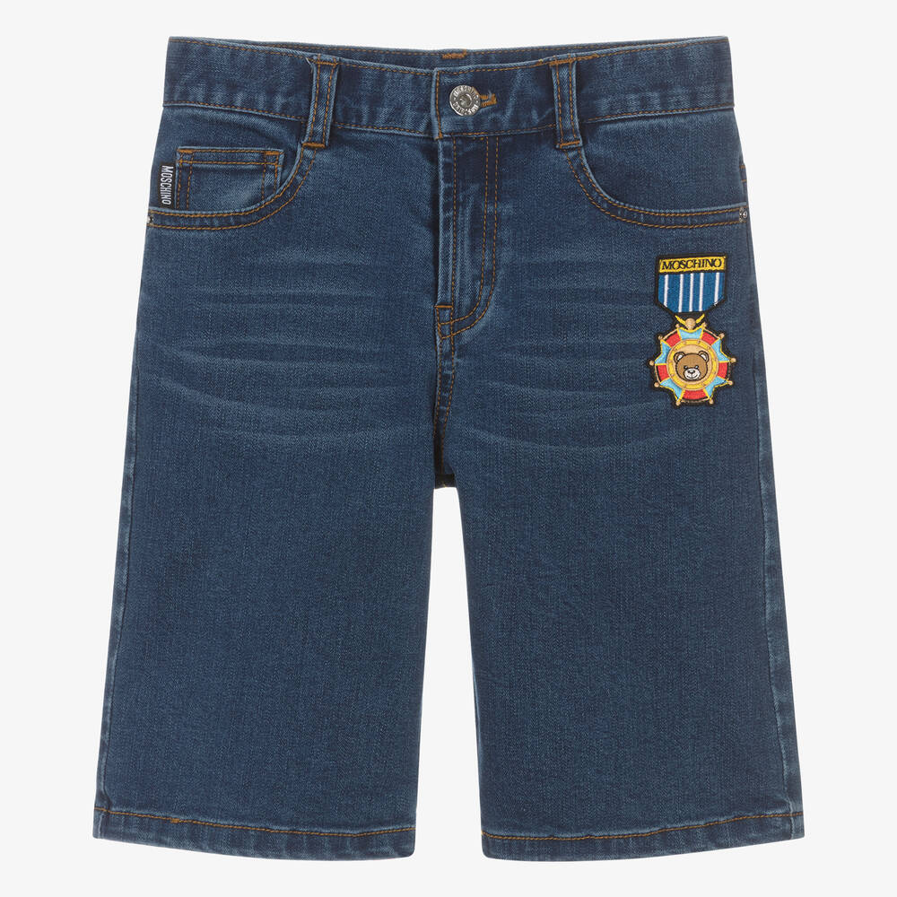 Moschino Kid-Teen - Teen Boys Blue Medallion Denim Shorts | Childrensalon