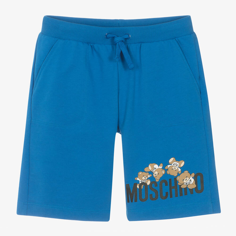 Moschino Kid-Teen - Teen Boys Blue Teddy Bear Cotton Shorts | Childrensalon