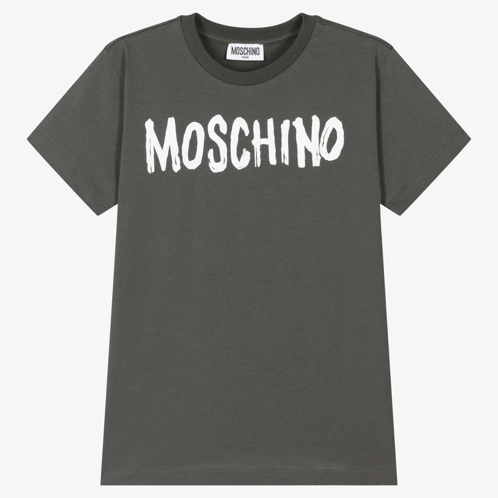 Moschino Kid-teen Teen Boys Dark Grey Cotton T-shirt