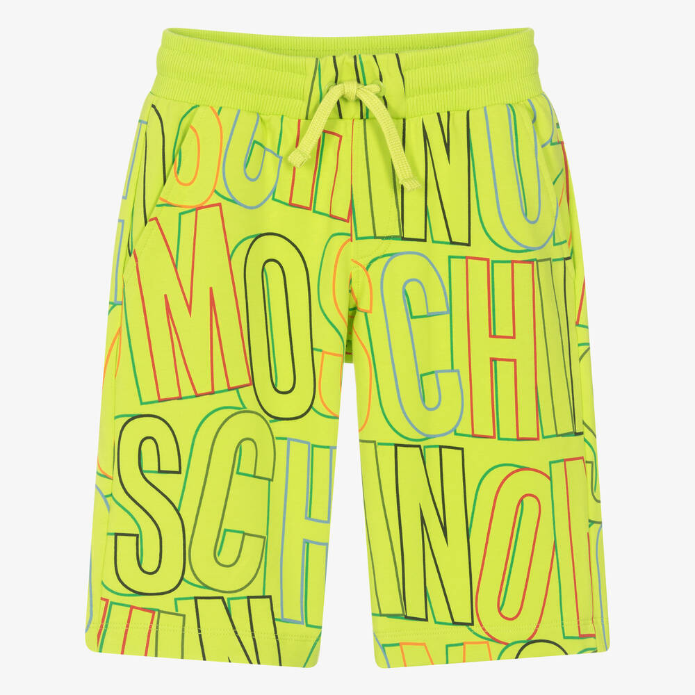 Moschino Kid-Teen - Teen Boys Green Graphic Cotton Shorts | Childrensalon
