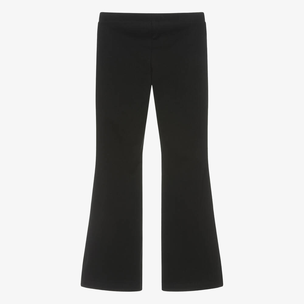 Teen Girls Black Cotton Flared Trousers
