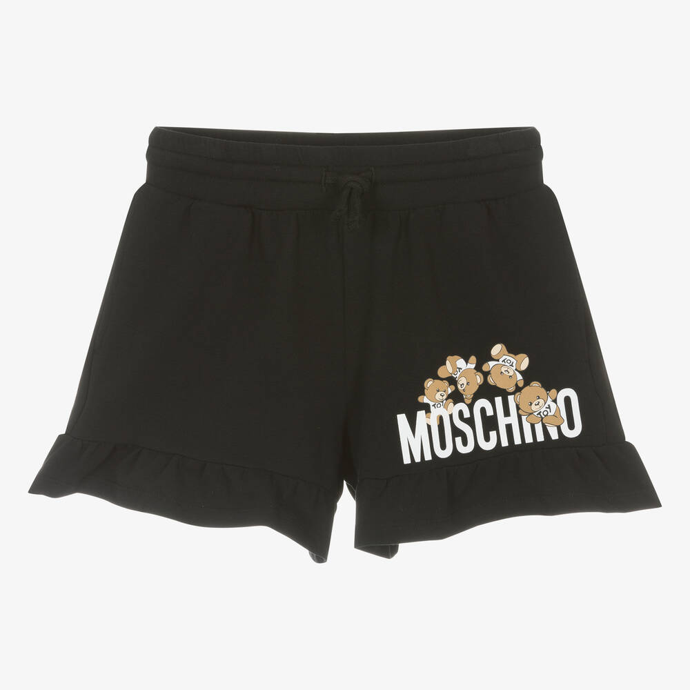 Moschino Kid-teen Teen Girls Black Cotton Frilled Shorts