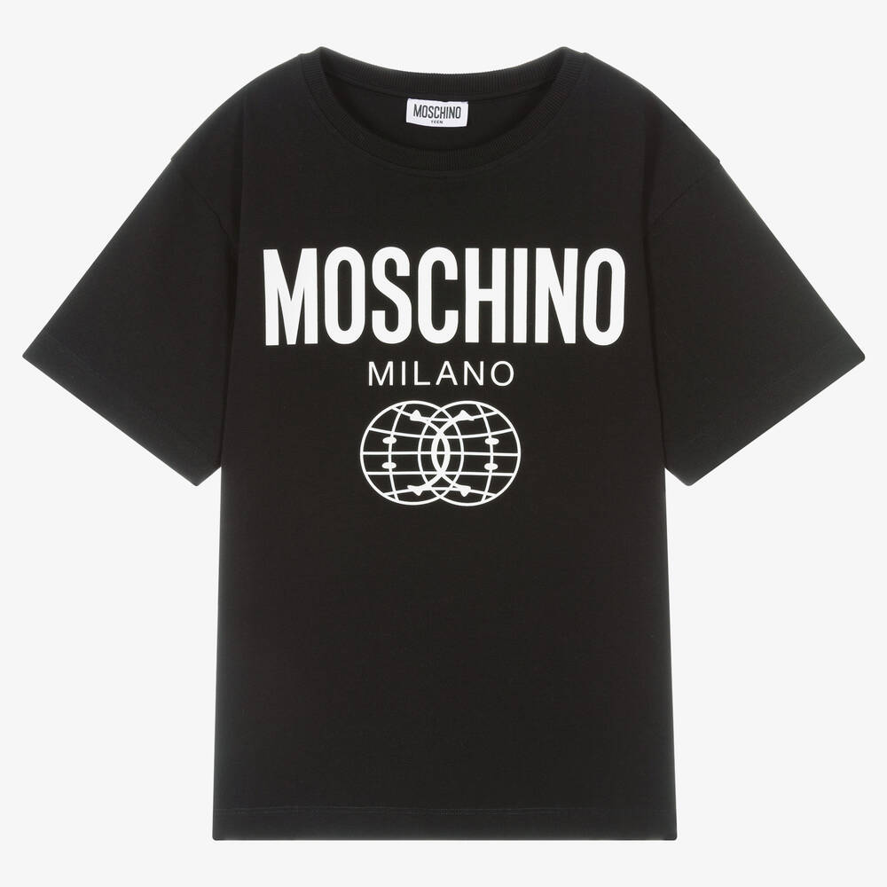 Moschino Kid-teen Teen Girls Black Cotton Logo Maxi T-shirt