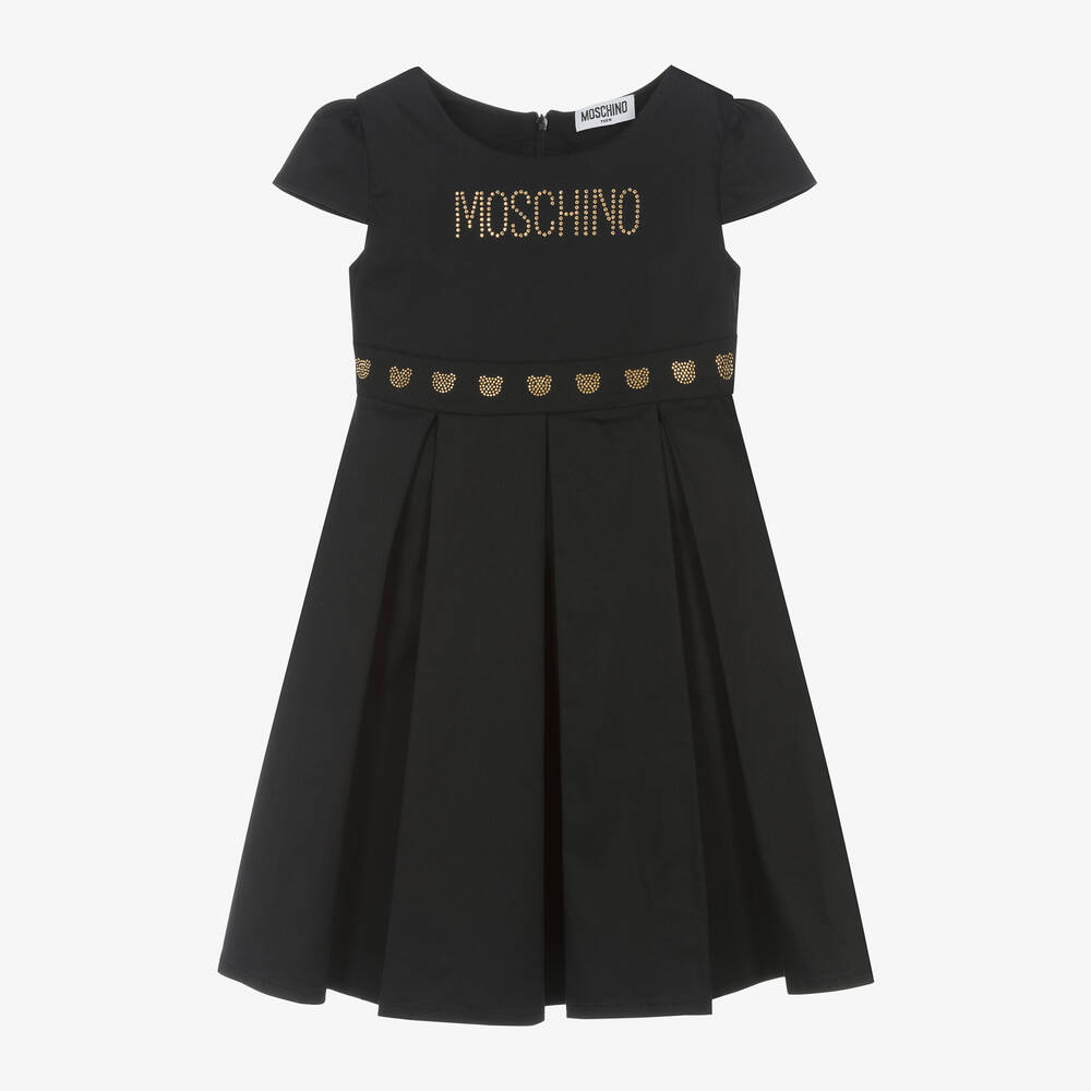 Moschino Kid-Teen - Teen Girls Black Cotton Teddy Studs Dress | Childrensalon