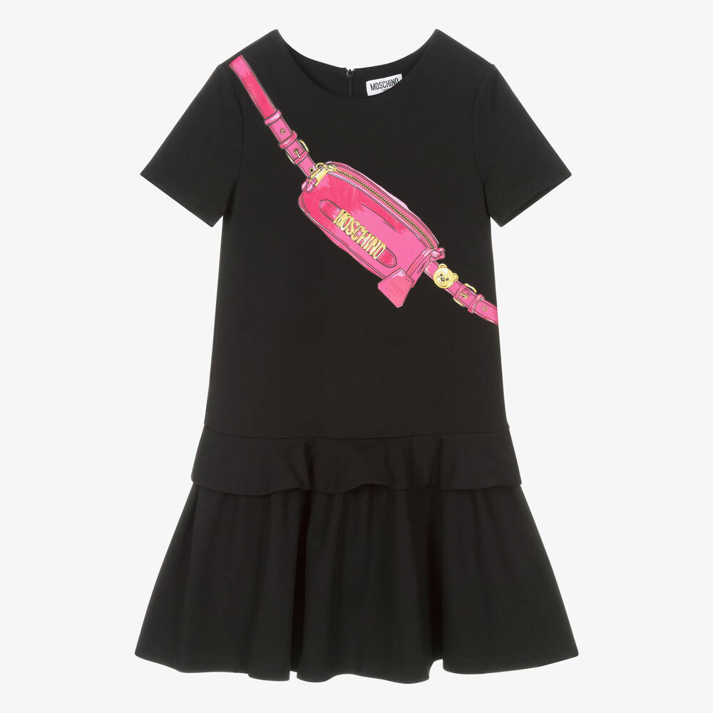 Moschino Kid-teen Teen Girls Black & Pink Bag Print Dress