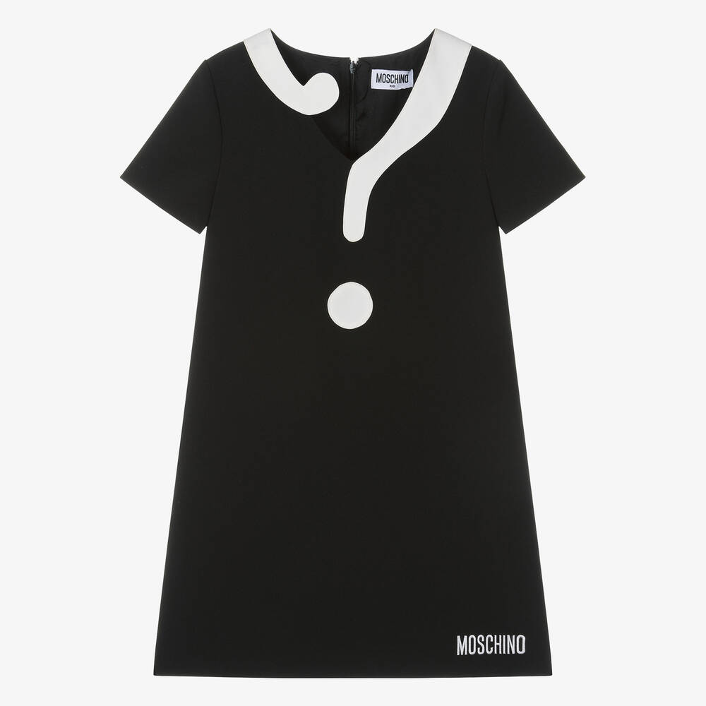 Moschino Kid-Teen - فستان بطبعة كويسشن مارك لون أسود للمراهقات | Childrensalon