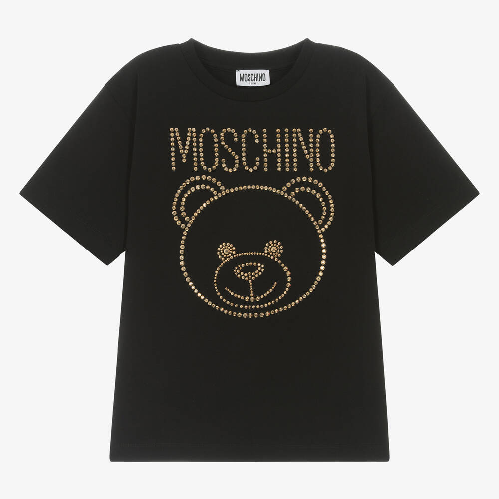 Moschino Kid-Teen - Teen Girls Black Studded Teddy T-Shirt | Childrensalon