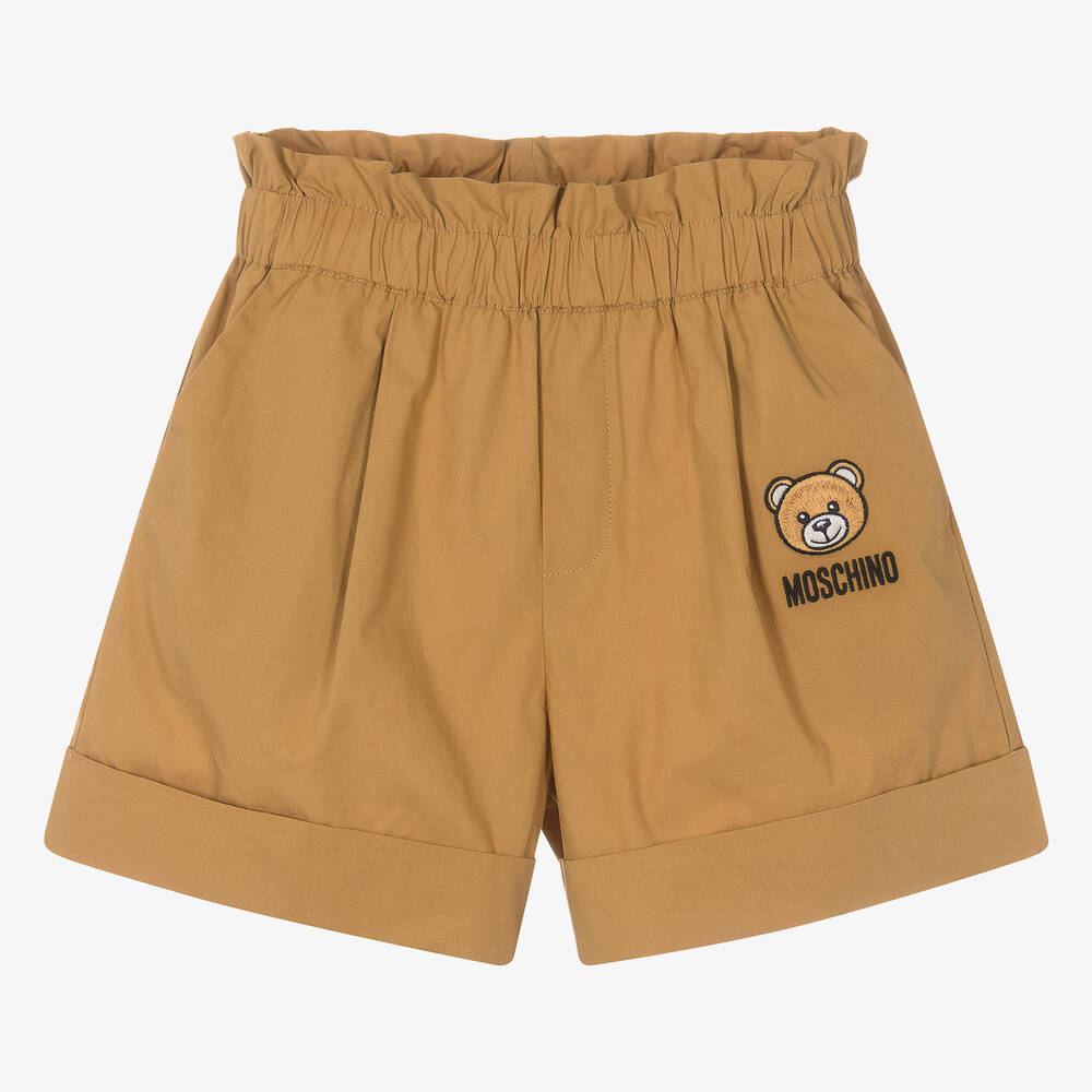 Moschino Kid-Teen - Teen Girls Brown Cotton Patch Shorts | Childrensalon