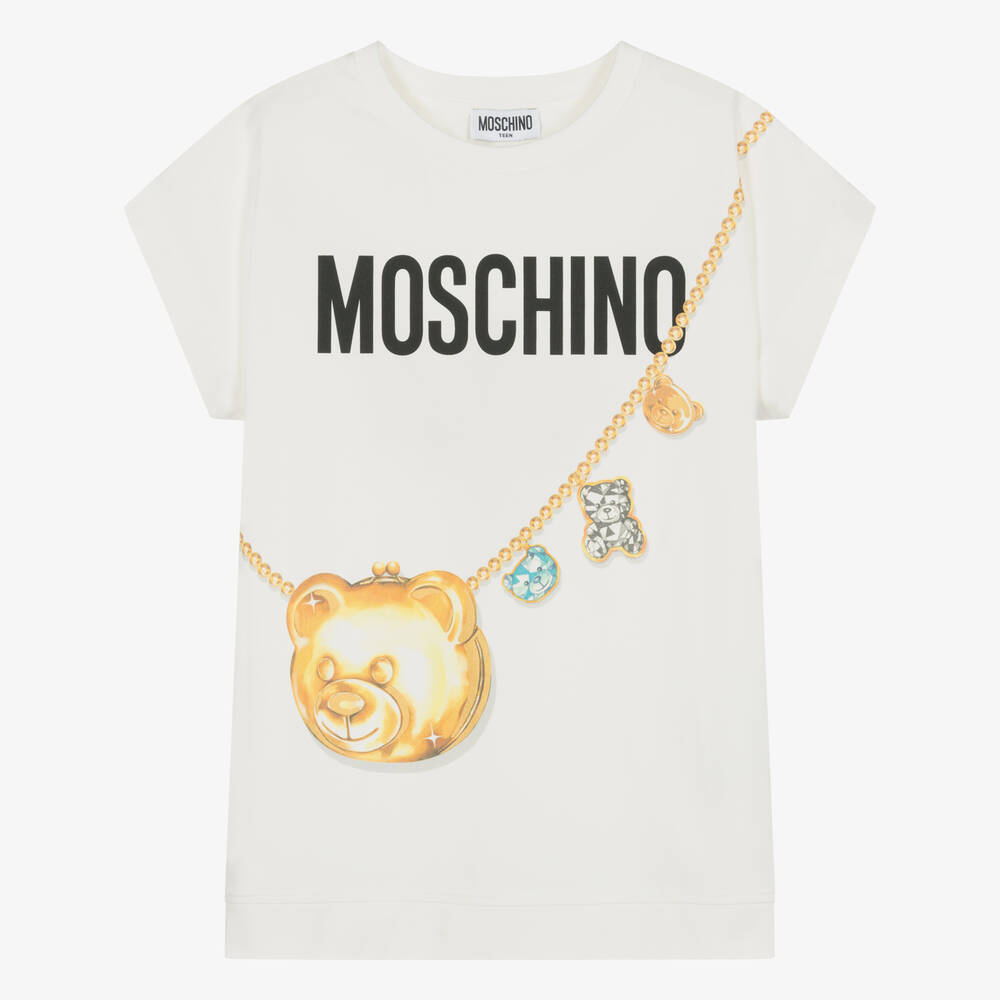 Moschino Kid-teen Teen Girls Ivory Trompe L'œil T-shirt