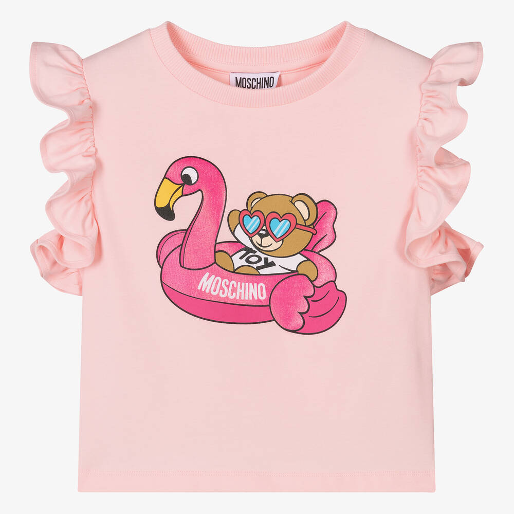 Moschino Kid-Teen - Teen Girls Pink Cotton Flamingo T-Shirt | Childrensalon