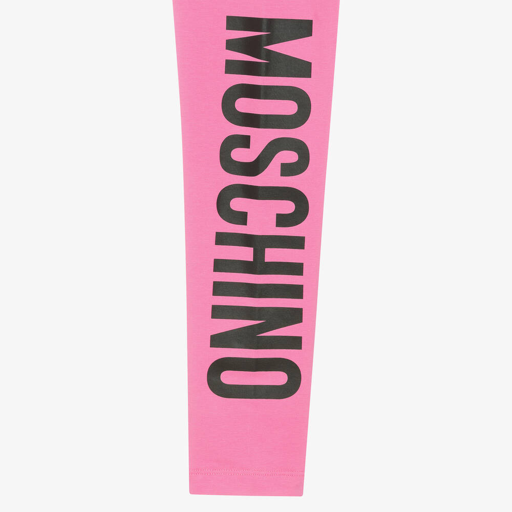 Moschino Kid-Teen Teen Girls Pink Cotton Leggings