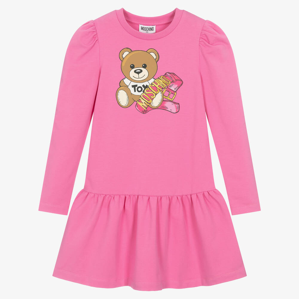 Moschino Kid-teen Teen Girls Pink Cotton Teddy Bear Dress