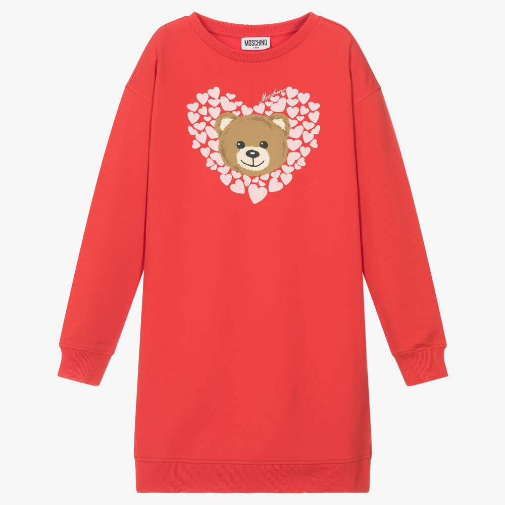 Moschino Kid-teen Teen Girls Red Bear Sweatshirt Dress