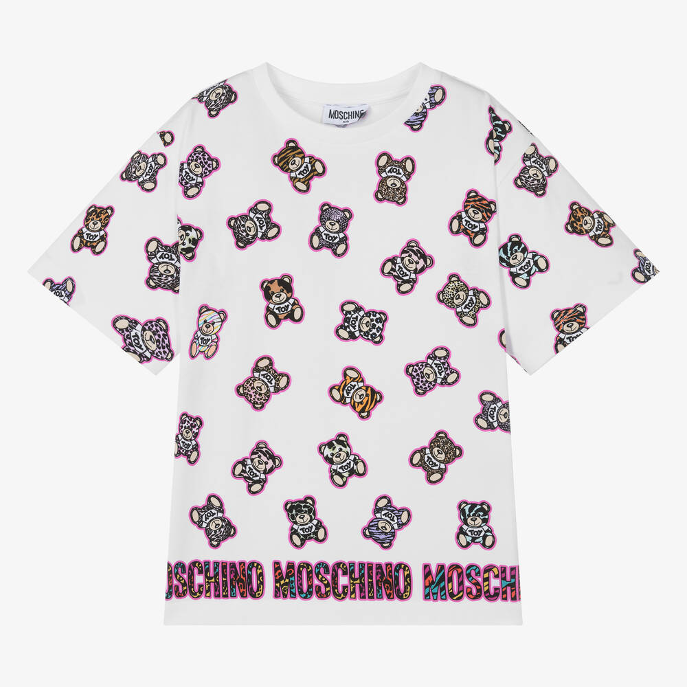 Moschino Kid-Teen - Teen Girls White Bear Cotton T-Shirt | Childrensalon