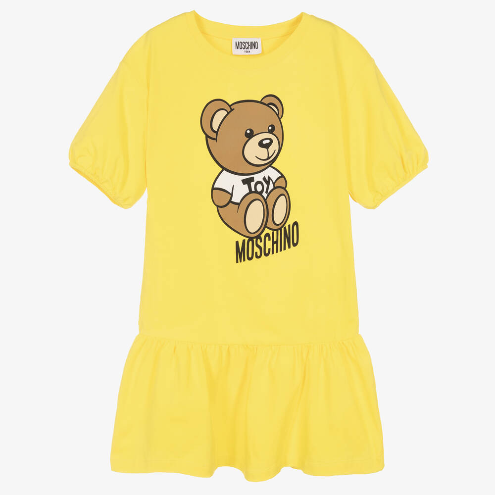 Moschino Kid-teen Teen Girls Yellow Jersey Logo Dress