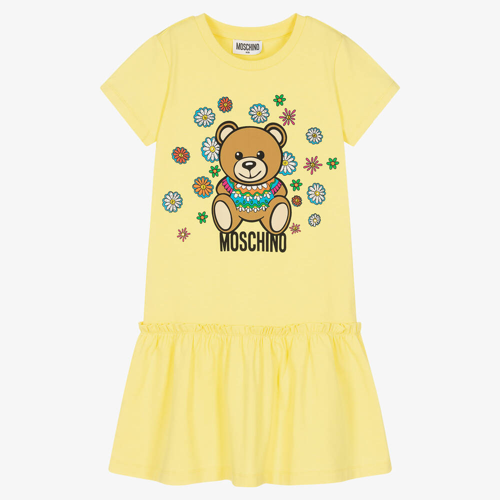 Moschino Kid-teen Teen Girls Yellow Logo Dress