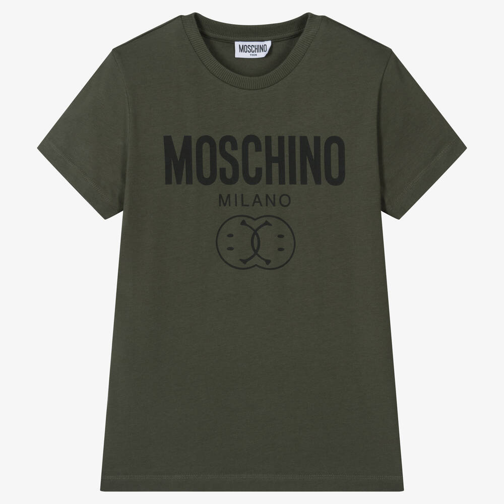 Moschino Kid-teen Teen Green Cotton Double Smiley T-shirt