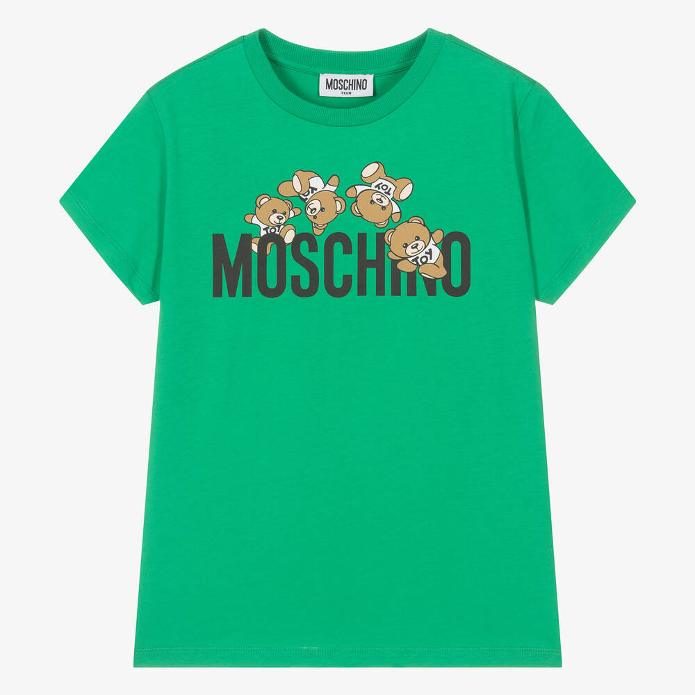 Moschino Kid-Teen - Teen Green Cotton Teddy Bear T-Shirt | Childrensalon