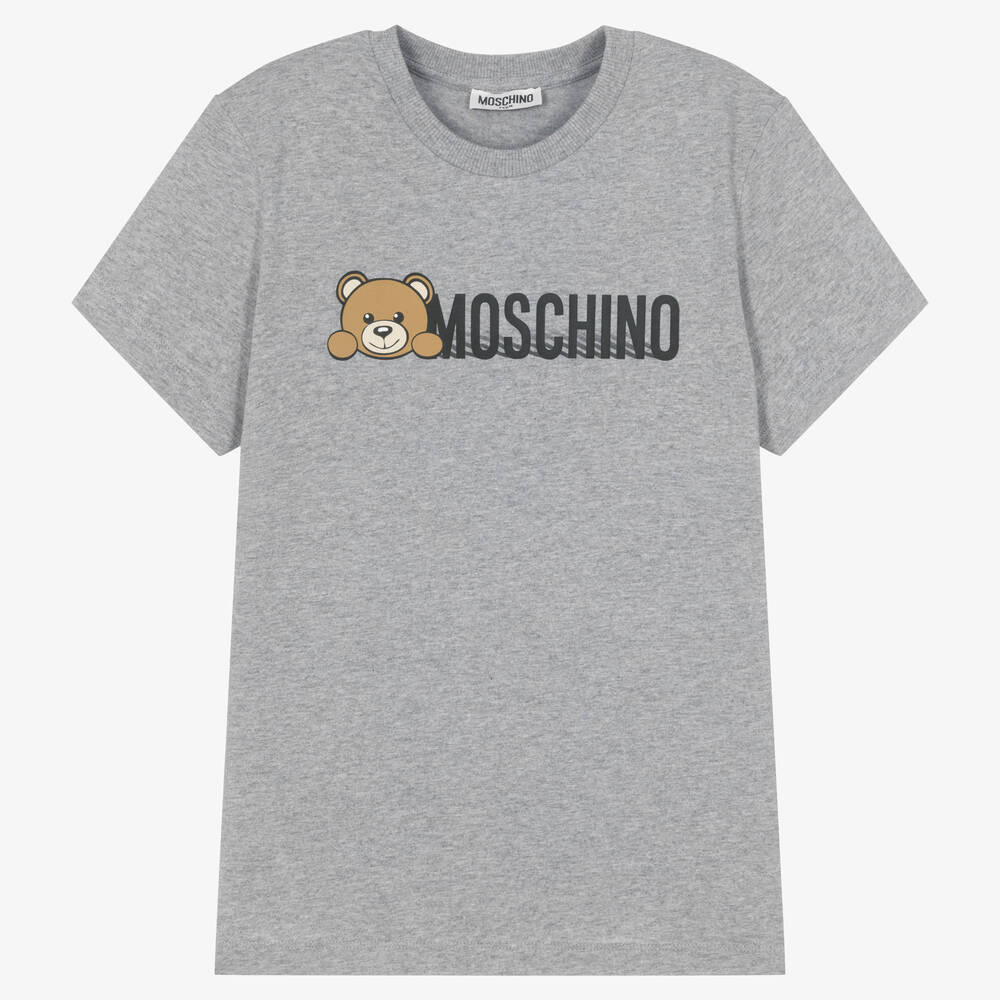 Moschino Kid-teen Teen Grey Cotton Teddy Bear T-shirt
