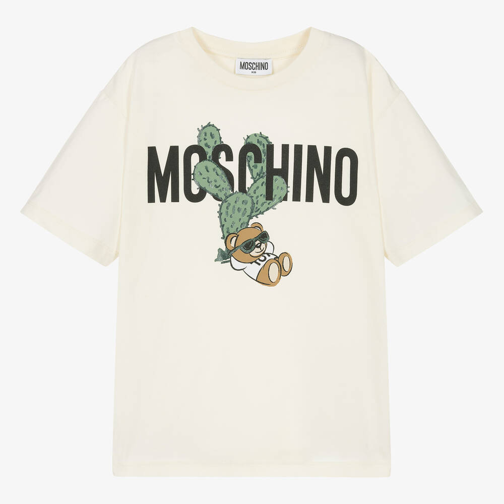Moschino Kid-Teen - تيشيرت قطن لون عاجي | Childrensalon