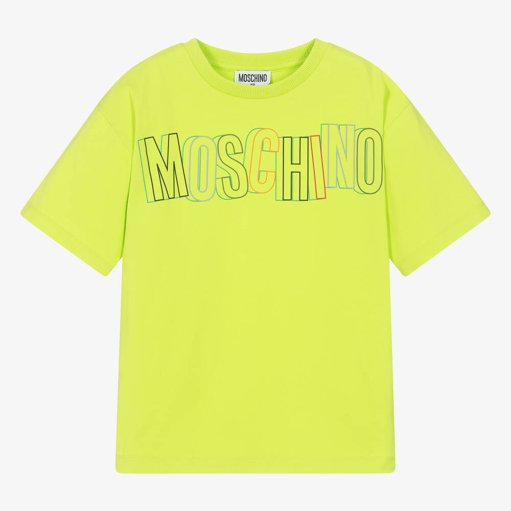 Moschino Kid-Teen - تيشيرت قطن جيرسي لون أخضر ليموني تينز | Childrensalon