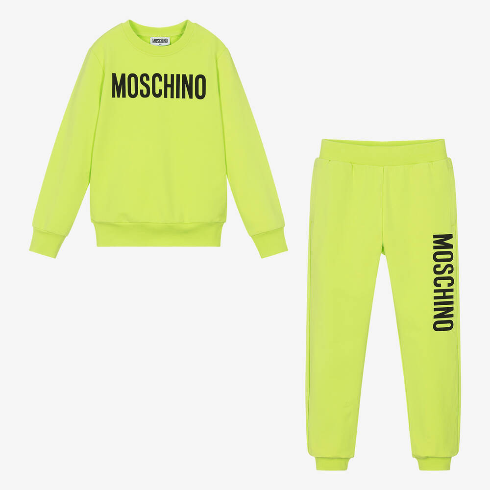 Moschino Kid-Teen - بدلة رياضية قطن جيرسي لون أخضر ليموني | Childrensalon