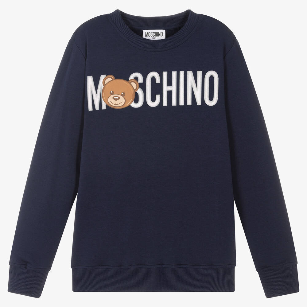 Moschino Kid-Teen - Teen Navy Blue Logo Sweatshirt | Childrensalon