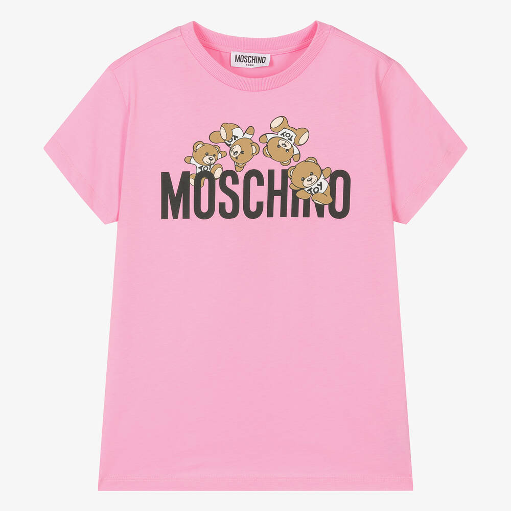 Moschino Kid-Teen - Teen Pink Cotton Teddy Bear T-Shirt | Childrensalon