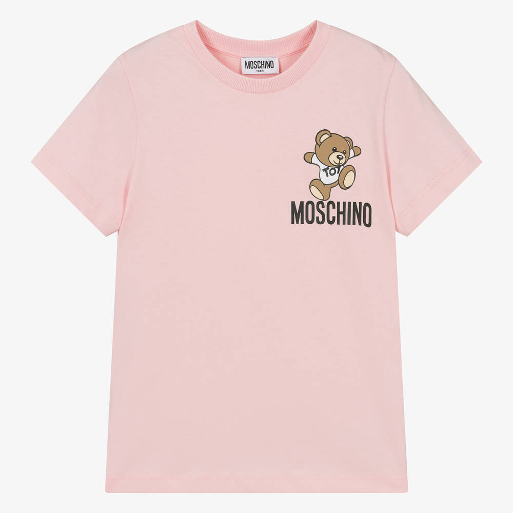 Moschino Kid-Teen - Teen Pink Cotton Teddy Bear T-Shirt | Childrensalon