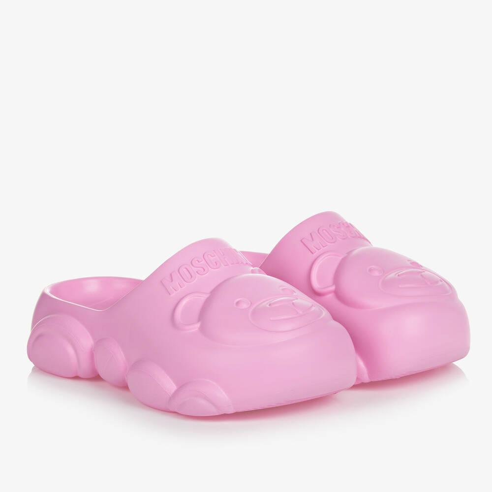 Moschino Kid-Teen - Teen Pink Teddy Bear Clogs | Childrensalon