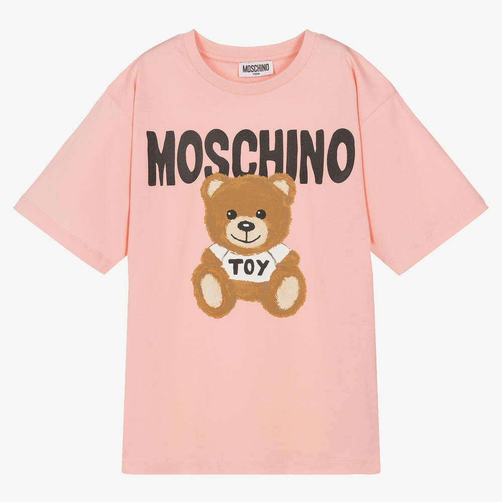 Moschino Kid-Teen - Teen Pink Teddy Bear Logo T-Shirt | Childrensalon