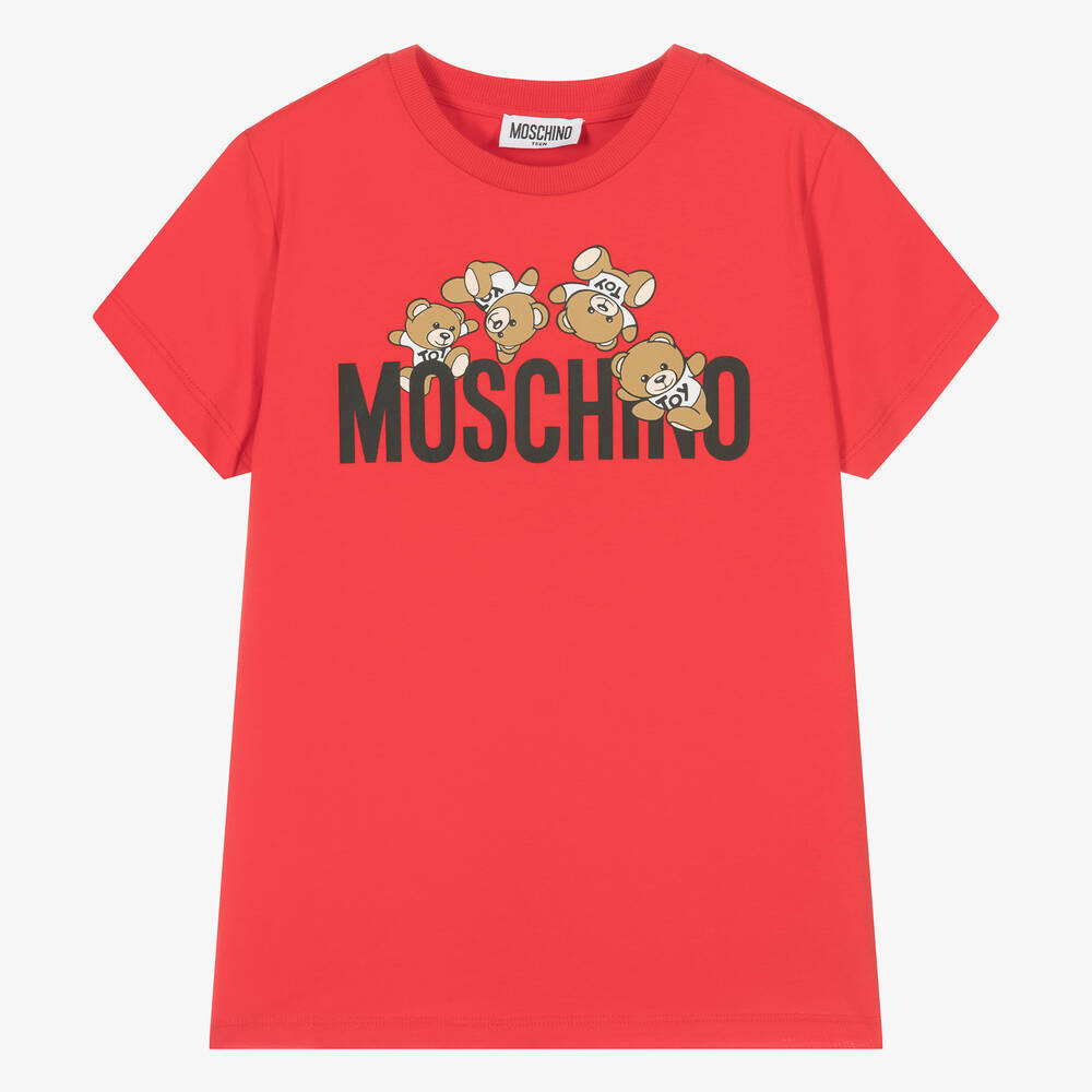 Moschino Kid-Teen - تيشيرت بطبعة تيدي بير قطن لون أحمر | Childrensalon