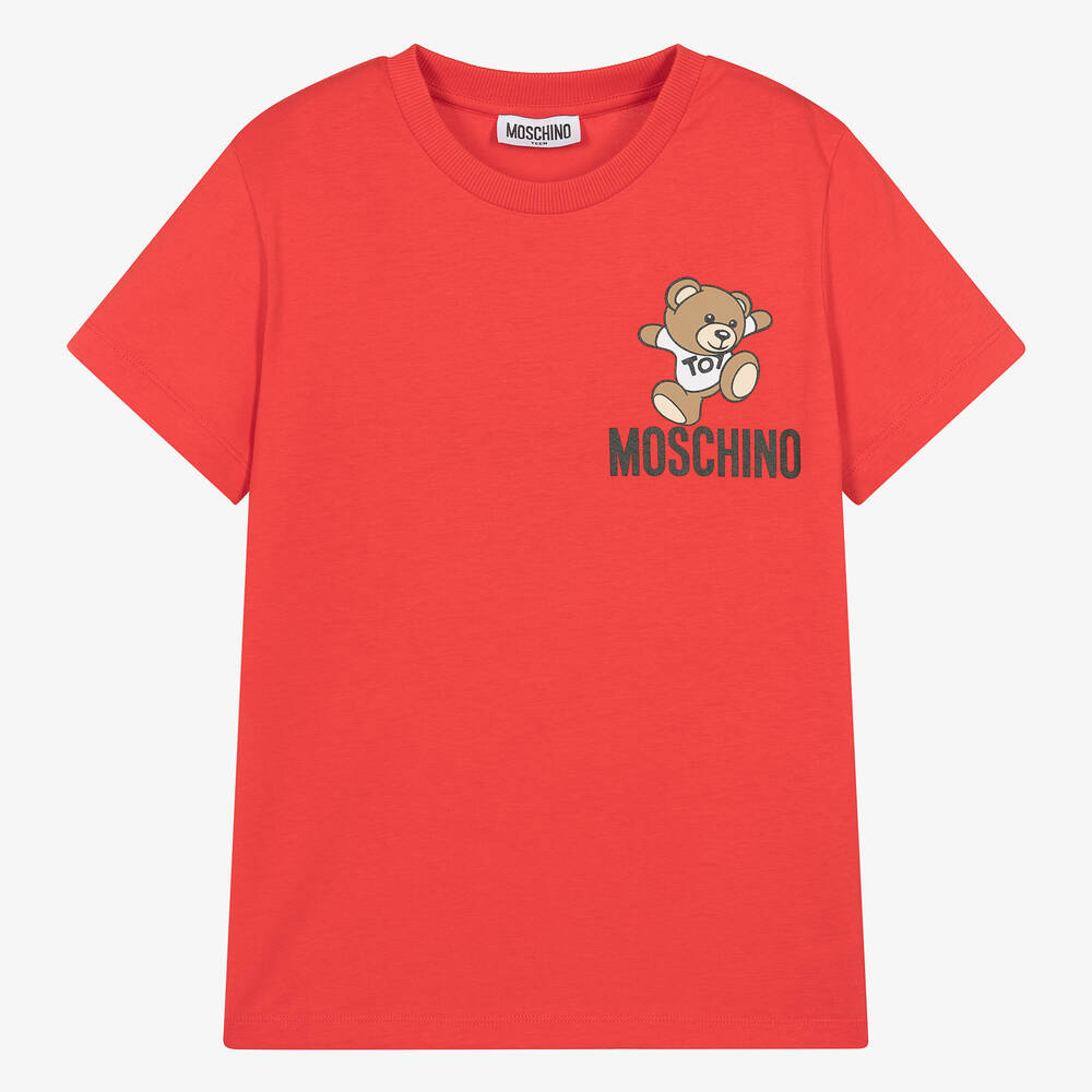 Moschino Kid-Teen - Teen Red Cotton Teddy Bear T-Shirt | Childrensalon