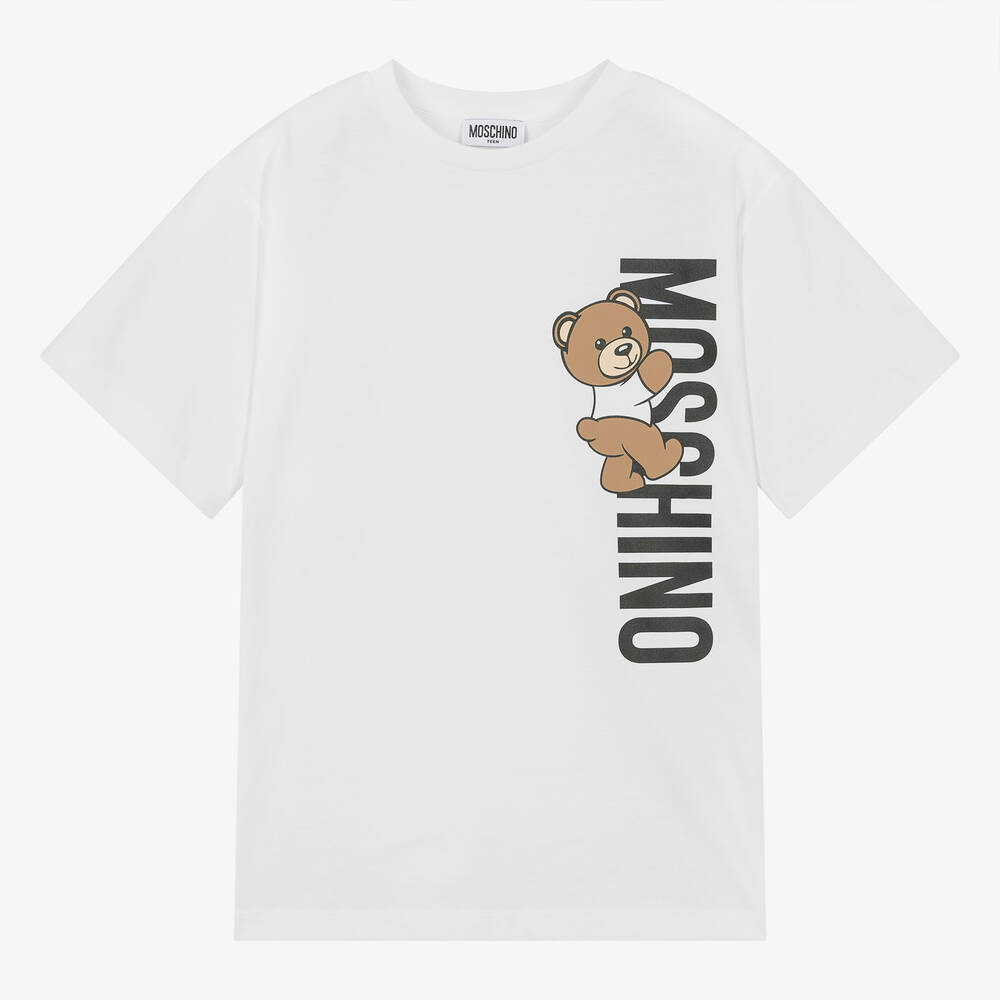 Moschino Kid-Teen - Teen White Cotton Teddy Bear Maxi T-Shirt | Childrensalon