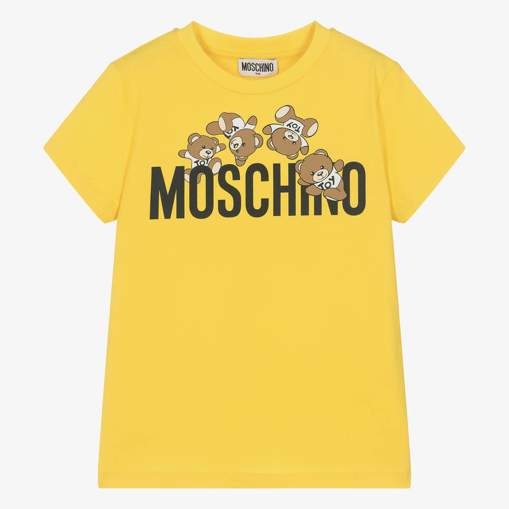 Moschino Kid-Teen - تيشيرت بطبعة تيدي بير قطن لون أصفر فاقع تينز | Childrensalon