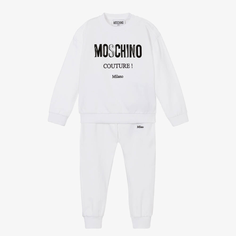 Moschino Baby Babies' White Cotton Logo Tracksuit