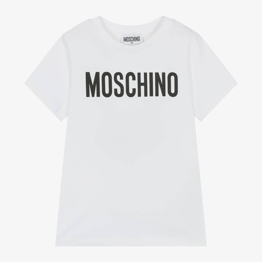 Moschino Kid-Teen - White Cotton T-Shirt | Childrensalon