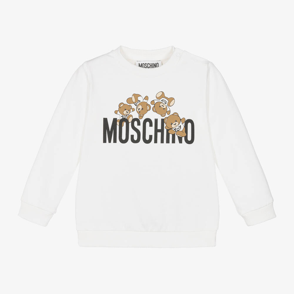 Moschino Baby - White Cotton Teddy Bear Sweatshirt | Childrensalon