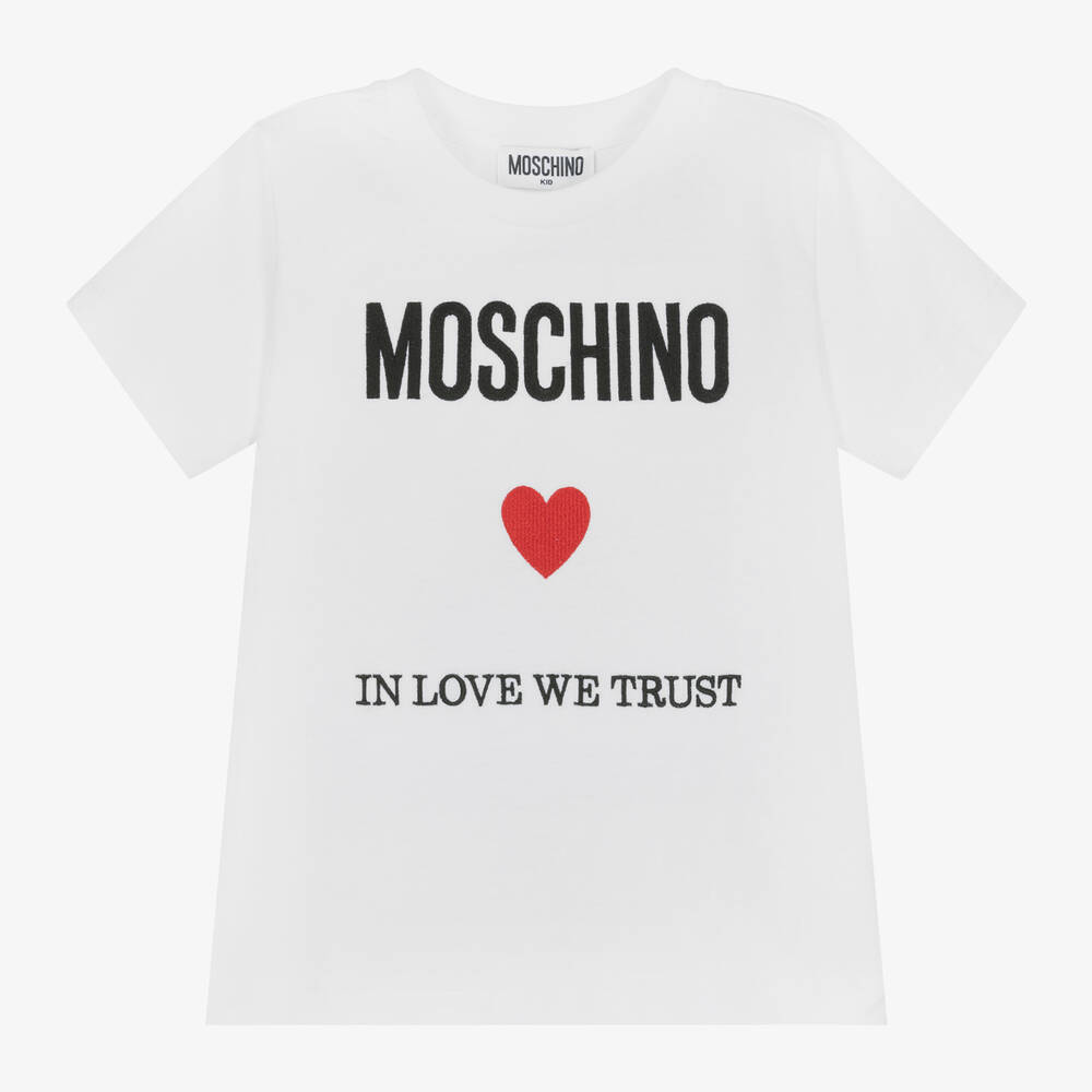 Moschino Kid-teen Kids' White Slogan Cotton T-shirt