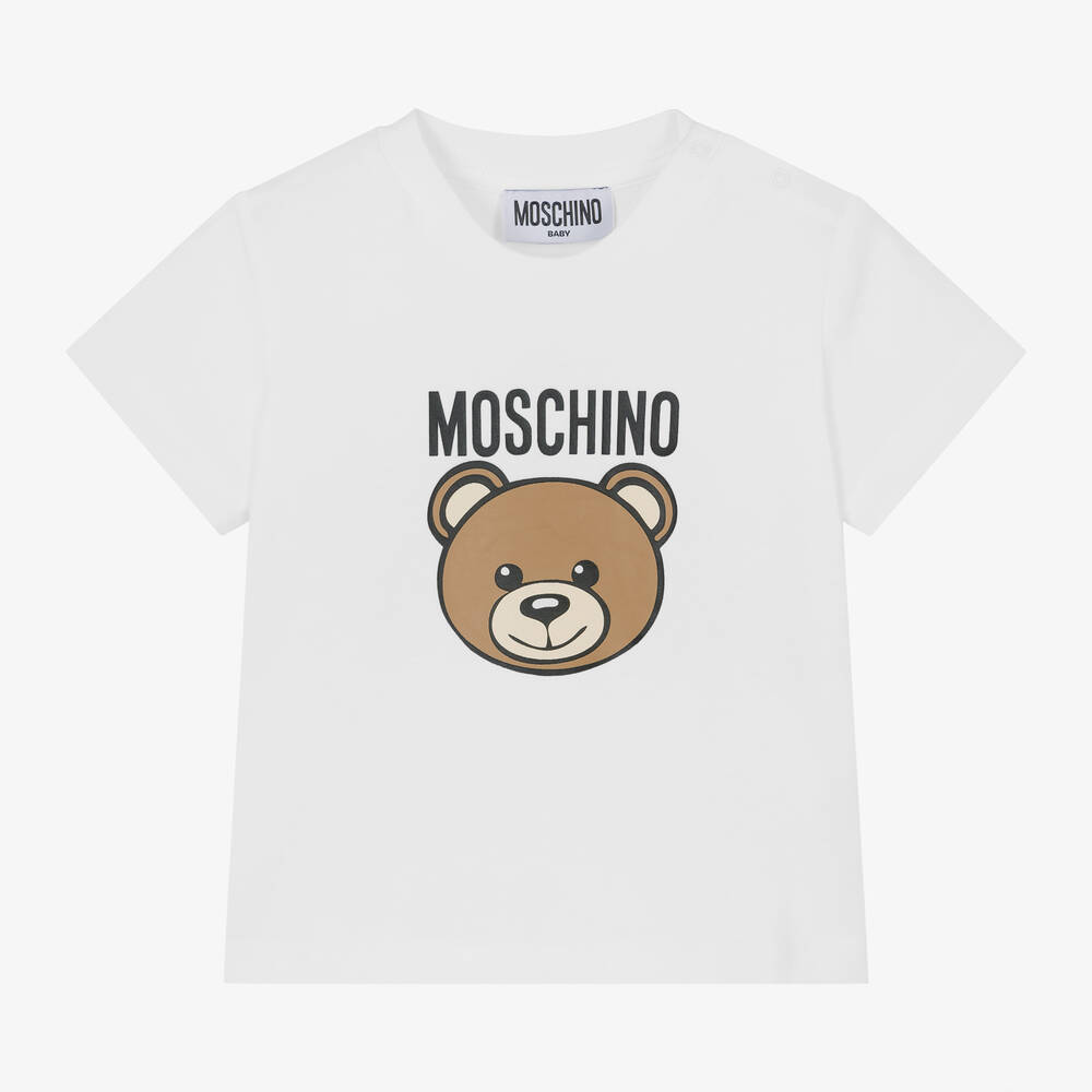 Moschino Baby - تيشيرت بطبعة تيدي بير قطن لون أبيض للأطفال | Childrensalon
