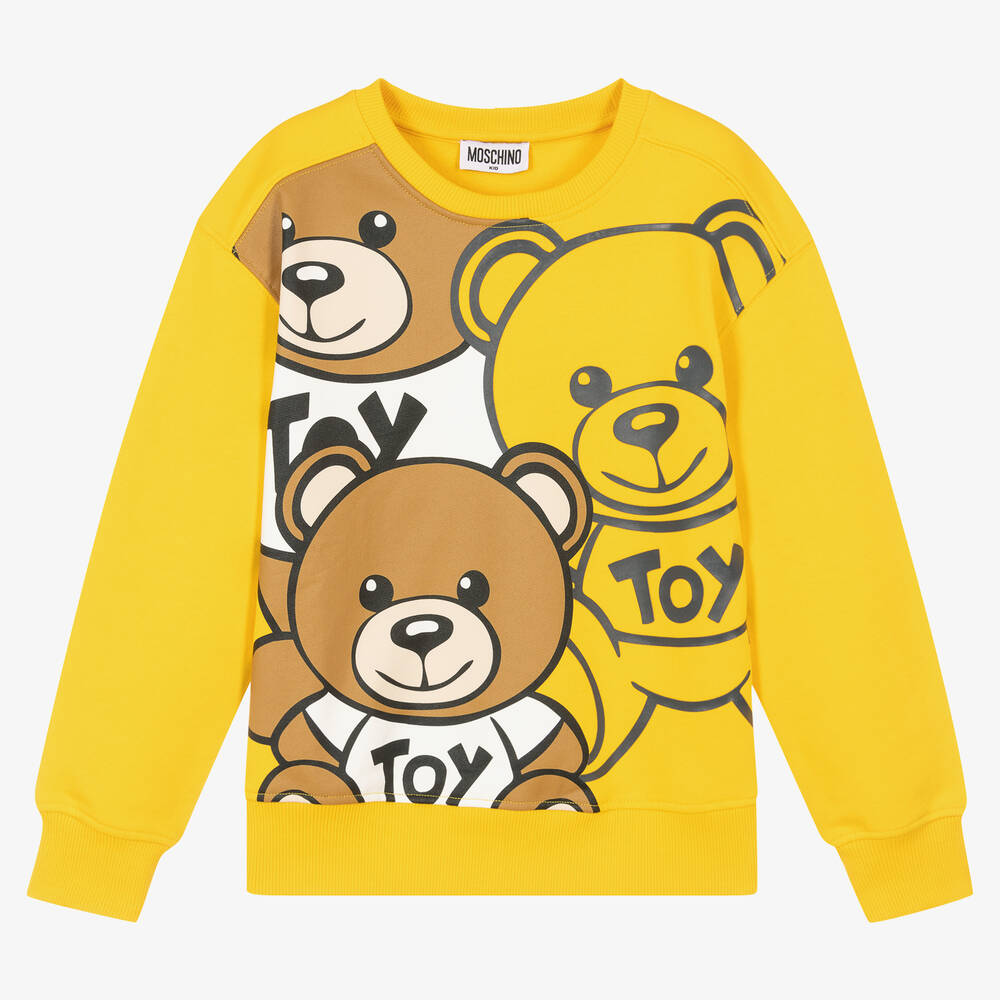 Moschino Kid-teen Yellow Cotton Montage Teddy Sweatshirt