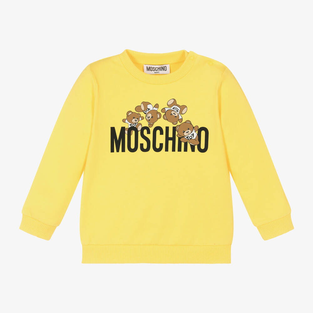 Moschino Baby - سويتشيرت بطبعة تيدي بير قطن لون أصفر للأطفال | Childrensalon