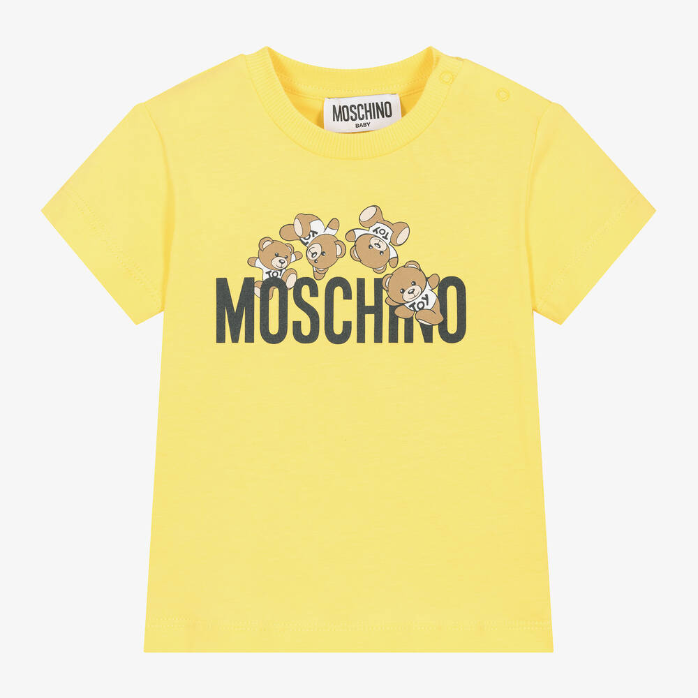 Moschino Baby - Yellow Cotton Teddy Bear T-Shirt | Childrensalon