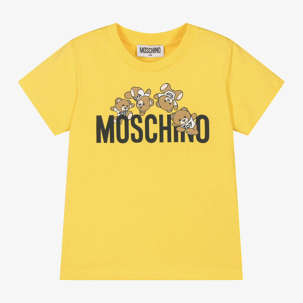 Moschino Kid-Teen - Yellow Cotton Teddy-Print T-Shirt | Childrensalon